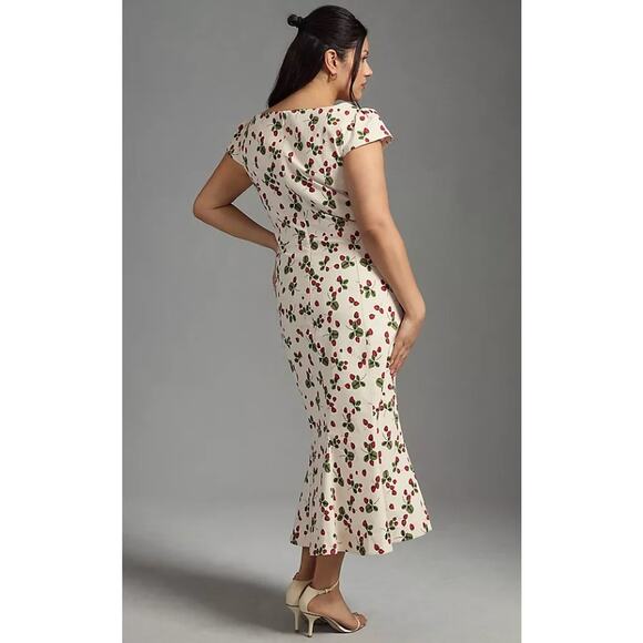 Anthropologie Cecily White Midi Dress with Strawberry Print - Picture 7 of 12